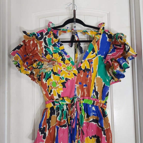 Love The Label Womens Dress Penelope Print Tiered Ruffle Prairie Maxi Anthro S - Picture 4 of 12